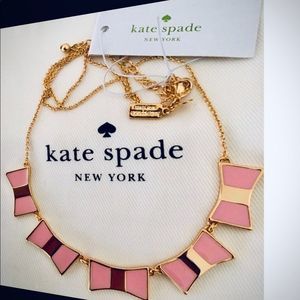 KATE SPADE Pink Bow Gold Row Shoppe Neclace